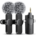 Miniatyrbillede 1 af 5: Dobbelt trådløse mikrofoner til iPhone/Android-telefon/kamera/bærbar computer,