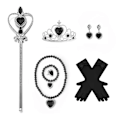 Miniatyrbillede 1 af 4: 2024 Pige Cosplay Vampyr Halloween Kjole Til Børn Spøgelsesbrud Gotisk Kostume Greve Vampyr Karneval Outfit Sort Røde Tøj Acc Set 3 Acc Set 3 Acc Set 3 120cm