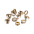 Pikkukuva 1 / 4: 10 kpl/setti Boho Ladies Retro Fan Arrow Carved Knuckle Midi Stacking Rings Bronze