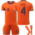 Miniatyrbillede 1 af 2: UEFA Euro 2024 Holland Hjemme Ude Børne Voksen Fodboldtrøje Nr. 4 Virgil Hjemme.PR Hjemme[qb] Home 20