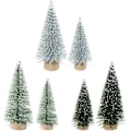 Miniatyrbilde 1 av 9: Juletrær 6 stk. Furtrær Sisaltrær Snøfrostpynt med trebaser for miniatyrscener