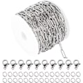 Miniatyrbillede 1 af 4: Rulle 5m Rustfrit Stål Manchetknapper Bulk 12x4mm Manchetknapper Ægte Led 10 Hummere Låse 30 Åbne Ringe[qb]