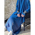 Pikkukuva 4 / 5: Ramadan Eid Muslimi Naisten Jilbab 2-osainen Abaya Hijabilla Pitkä Khimar Niqab Set Yläpuolinen Rukousmekko Islam Asuste Djellaba Burka Navy Blue Set XL-XXL