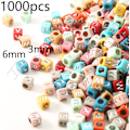 Miniatyrbillede 3 af 5: 1000 alfabetperler, akrylperler, 4x7 mm guld alfabet A-Z