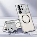 Miniatyrbillede 1 af 4: Magnetisk etui til Samsung Galaxy S23 Ultra med usynligt stativ til kamera, kompatibelt med MagSafe Sølv[qb] Silver S23 Ultra