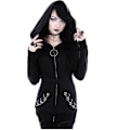 Miniatyrbillede 1 af 5: Afslappet pullover med hætte til damer Sort Black XL