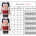 Miniatyrbillede 4 af 4: Dame Langærmet Mode Casual Juleprint Bodycons Kjole Rund Hals Round neck L