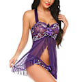 Pikkukuva 4 / 5: Naiset Seksi Alusvaatteet Mesh Push-Up Halter Kaula-Asun Yöasu Violetti Purple S