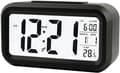 Digital väckarklocka med LED-display, temperatursensor, smart ljusstyrkekontroll, svart