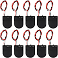 Miniatyrbilde 1 av 5: 10 stk CR2032 Batteriholder 1x 3V Myntcelle Batteriholder Etui med Bryter for Strømkabel (Svart)