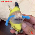 Miniatyrbilde 1 av 5: Morsom gråtende lyd Banan Cat nøkkelring, 2023 Banana Cat plysjdokke Silent cry banana cat Small