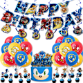 Miniatyrbillede 1 af 5: Sonic fødselsdagsfest tema dekoration tegneserie træk flag indsats ballon sæt C