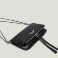 Miniatyrbilde 3 av 5: Zadigvoltaire Dameveske Skinn Messenger Bag Dame Skuldertaske Med Rhinestone Glidelås Black