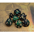 Miniatyrbild 4 av 5: Flersidiga DND-tärningar med glitter för Dungeons and Dragons RPG Grön blandad svart nebulaglittrande tärningar