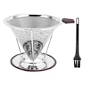 Miniatyrbillede 2 af 5: Rustfrit stålfilter med holder Kaffeefilter Mesh Funnel Køkken kaffebrygningsværktøj 1-6 kopper