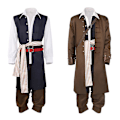 Miniatyrbild 2 av 4: Cosdaddy Captain Jack Sparrow Cosplay Kostym Rock Kläder Vuxen Hatt Peruk Dräkter Halloween Karneval Kostym S S T1