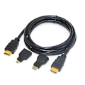 Pikkukuva 2 / 5: 3 in 1 kullattu HDMI + Mini + Micro HDMI -sovitinkaapel 1,5 m