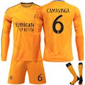 Miniatyrbillede 1 af 2: 2425 Real Madrid Fodboldtrøje Nr. 5 Bellingham 7 Vinicius Jr. Langærmet Fodboldtrøjesæt til Voksne og Børn Nr. 6 CAMAVINGA Nr.6 CAMAVINGA[qb] No.6 CAMA WING 28