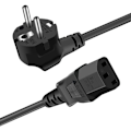 Miniatyrbillede 1 af 5: 1,5 m strømbeskyttende stik F-stik (CEE 7/4) 90° vinklet til C13 strømstik til pc-computer