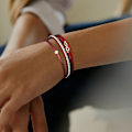 Miniatyrbild 2 av 4: Boho Armband Läder Manschett Armband Flätad Diamant Flerskikts Armband Dam Stackable Infinity Armband Smycken med Magnetisk Spänne (Röd)