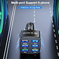Miniatyrbilde 4 av 5: 6 Porter USB Billader 75W Rask 15A Mini Hurtiglading for Mobiltelefonlader Adapter i Bil BC B