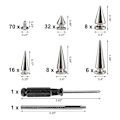 Miniatyrbild 2 av 4: 70 Set Silverfärgade Blandade Formar Spikar och Nitar Konformade Haken Spikar Läder Nitar Kit för Kläder Skor B silver