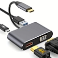 Miniatyrbillede 1 af 5: USB C Hub til HDMI VGA Multiport Adapter, 4-i-1 USB C til Vga Multiport