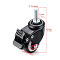 Miniatyrbilde 2 av 4: stk Kontorstol Hjul M8 x 25mm Polyuretan Svingbare Hjul Maks Last 240kg Erstatning Svingbare Hjul med Bremser [qb]