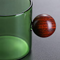 Miniatyrbillede 9 af 9: Farverige Glas Kaffe Krus med Trækugle Håndtag Stilfuld Drikkemug Vandkop til Te Kaffe Latte Grøn Green 120ml