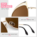 Miniatyrbilde 3 av 7: Trendy Oversized Solbriller for Kvinner Polariserte Cat Eye Søte UV400 Beskyttelse Brun Linse Brown Lens Brown