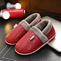 Miniatyrbillede 2 af 5: Herreslippers i imiteret pels - varme, vandtætte, indendørs flade flip-flops - soveværelsessko - sorte, størrelse 50-51, røde2 Edit2 40-41