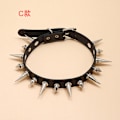 Pikkukuva 1 / 9: Punk Rock Niitattu PU Nahkainen Kaulakoru Miesten Muoti Niitti Piikki Hobnails Choker Soliskuoppa Kaulakoru Short & Long Alternating Nails