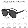 Pikkukuva 2 / 5: Retro Square Polarized Aviator Aurinkolasit Naiset Miehet 70- vintage