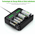 Miniatyrbild 5 av 5: LCD Universal Batteriladdare, Universal Laddare för AA/LR6, AAA/LR3, C/R14, D/R20 Ni-MH Uppladdningsbara Batterier med Typ C Micro USB Ingång