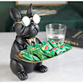 Miniatyrbillede 4 af 4: Cool Bulldog Skulptur, Fransk Statue med Rustfri Stål Bakke, Statue, Borddekoration, Mode, Boligtekstiler, Multifunktionel, Sort