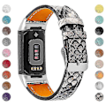 Miniatyrbild 1 av 5: Premium Äkta Läder Justerbart Armband för Fitbit Charge 6/5 - Perfekt Flerfärgad Multicolored Style L Fitbit Charge 6