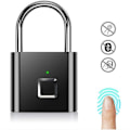 Miniatyrbild 1 av 5: Fingeravtryckslås, IP67 Vattentät Säkerhetsnyckellös Säkerhet USB Uppladdningsbart Lås för Inomhus- och Utomhusbruk, Svart MNS