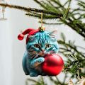 Miniatyrbilde 2 av 5: Julekatt-anheng, 10 stk 2D akryl julekatt hengende dekor akryl juletrepynt julegave