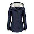 Miniatyrbilde 1 av 7: Kvinners vintervarme sherpa-foret jakke Tung Parka-frakk med hette Navy Navy XL