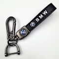 Pikkukuva 1 / 5: Nahkainen auton avaimenperä metallia | Tukeva avaimenperä | Avaimenperä ja koukku hopeisilla osilla[qb] Silver Hardware BMW