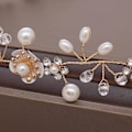 Miniatyrbillede 5 af 5: Bryllupskrone Hårpynt Håndlavet Blomst Brud Ornamenter Bryllup Hårtilbehør Håndlavet Krans (Guld)