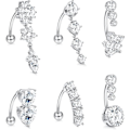 Miniatyrbilde 1 av 5: 6 stk 14G Draping Navel Rings Damer 316L Kirurgisk Stål