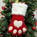 Miniatyrbild 4 av 5: Julstrumpor för hundar i form av kattassar, plyschstrumpor att hänga upp för jul- och julprydnader (stor/16,5 tum, vit-r