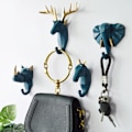 Miniatyrbillede 5 af 5: 1/2/3/5 Robust og holdbar dyrehoved nøglekrog til enkelt sort (hjort) black (deer) Set