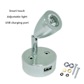 Miniatyrbillede 1 af 5: Dc12v 24v Rv Båd LED Læselampe Fleksibel Væglampe til Soveværelse Dekoration RV Lamper med USB Oplader Cool White B-Silver