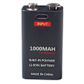 Miniatyrbilde 3 av 5: Profesjonelt 9 volt Li-ion batteri 1000 mah Micro USB 6f22 9v Egnet for RC helikopter mikrofon modell leketøy