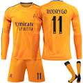 Miniatyrbillede 1 af 2: 2425 Real Madrid Fodboldtrøje Nr. 5 Bellingham 7 Vinicius Jr. Langærmet Fodboldtrøjesæt til Voksne og Børn Nr. 11 RODRYGO Nr.11 RODRYGO[qb] No.11 RODRYGO 22