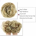 Pikkukuva 3 / 5: 1 kpl Messy Bun -hiuslisäke, Scrunchie, Kiharainen Aaltoileva Messy Synteettinen Chignon Naisille Updo Hiusten Asusteet Light Blonde & Light Brown#