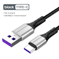 Pikkukuva 1 / 7: 5A USB-C Nopea Lataus Datakaapeli USB-A Micro USB Type-C Puhelimen Latauskaapeli 0,3/1/1,5m Nylon Kaapeli Xiaomi Huawei Musta Type-C Kaapeli Black Type C Cable 0.3m