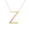 Miniatyrbild 1 av 4: Halsband med stort initialhänge i guldpläterat rostfritt stål Z